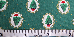 Cotton Christmas fabric - trees with gold detail, green background
