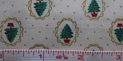 Cotton Christmas fabric - trees with gold detail, white background