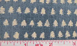 Blue cotton fabric with cream trees