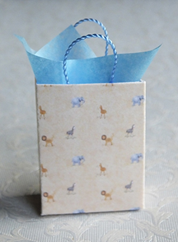 Miniature gift bag with animal print design