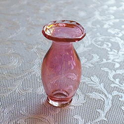 Cranberry vase with frilled edge