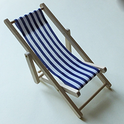 Blue and white striped deckchair