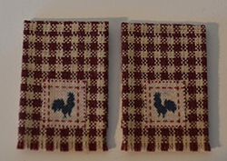Rooster dish towels - burgundy