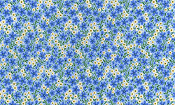 Blue, yellow, white floral patterned cotton