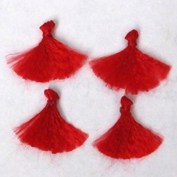 Set of 4 silk tassels - red