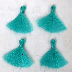 Set of 4 silk tassels - turquoise