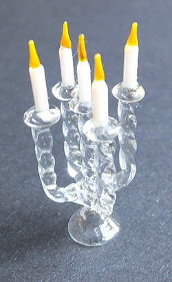 Clear glass candelabra with five stems
