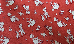 Red and white patterned cotton fabric