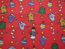 Red cotton gingerbread man fabric